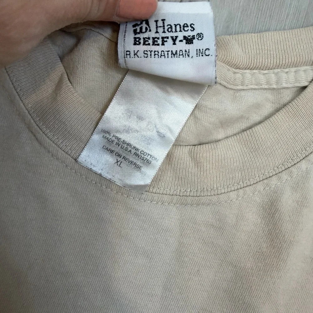 Harley Davidson T Shirt Men's XL Chasing Tail Beige Tan New Castle Delaware‎